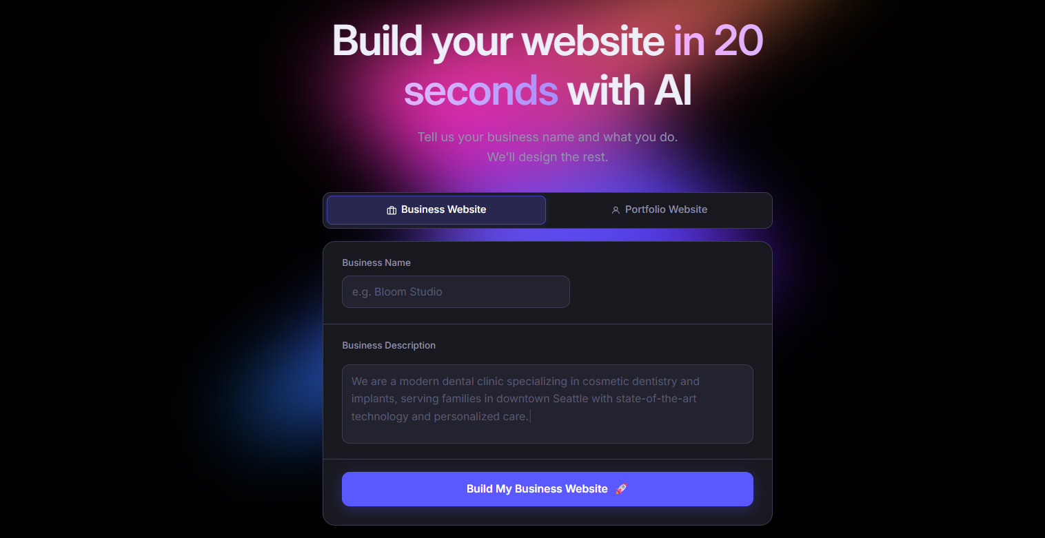 Butternut AI website builder screenshot