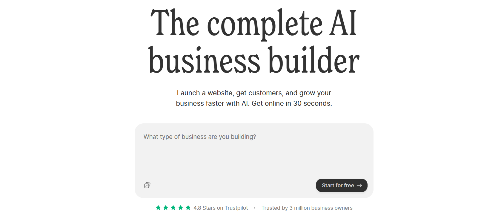 Durable AI website builder screenshot